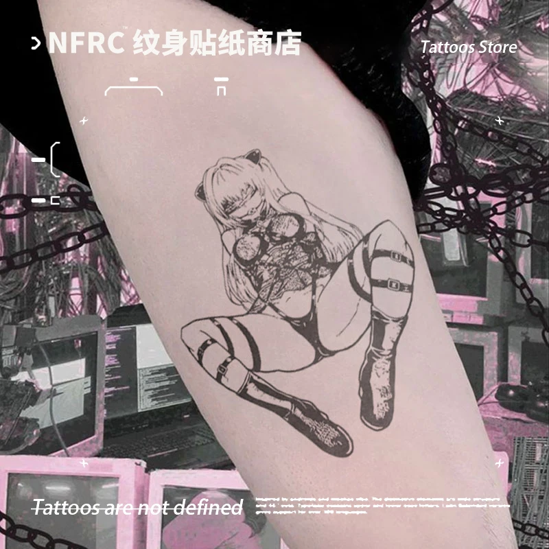 

Sexy Anime Girl Herbal Juice Tattoo Sticker For Women Man Waterproof Temporary Tattoo Sexy Body Fake Tattoo Halloween New 2025