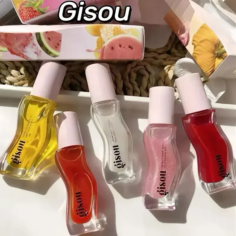 Gisou ترطيب البطيخ بلسم الشفاه زيت الشفاه لمعان العناية بالشفاه بينيتيتينت للشفاه ممتلئ الجسم التقشير زيت ملمع الشفاه