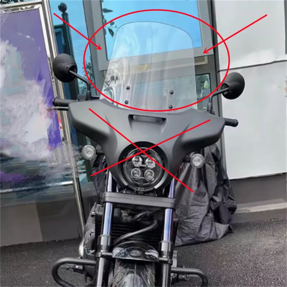 For HONDA CM1100 Rebel 2021 HONDA REBEL Modified and Raised Front Windshield Accessories