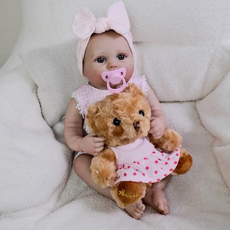 全身ビニールベベルーシュリアルなリボーンベビードールかわいい赤ちゃん多層塗装3Dスキン手描き髪19インチ