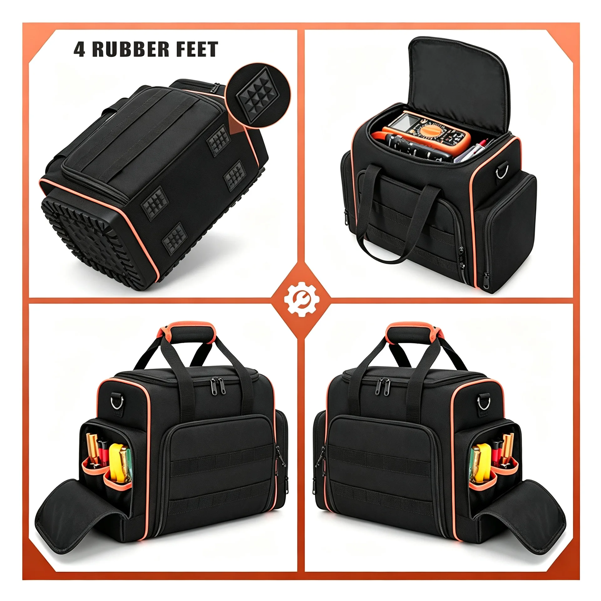 Tool Bag Wear Resistant Oxford Cloth Electrician Multi Layer Hardware Organizer Shoulder Bag Crossbody Bag Top Handle Bags