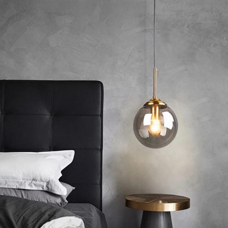 Modern Luxury Metal Chandelier Nordic Creative LED Glass Pendant Lamp Living Room Dining Room Bedside Simple Small Hanging Lamp