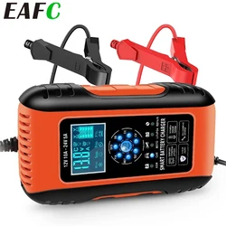 EAFC 12V-24V caricabatteria per auto completamente automatico 10A 5A caricabatteria per auto digitale caricabatterie per riparazione a impulsi per moto Wet Dry Lead