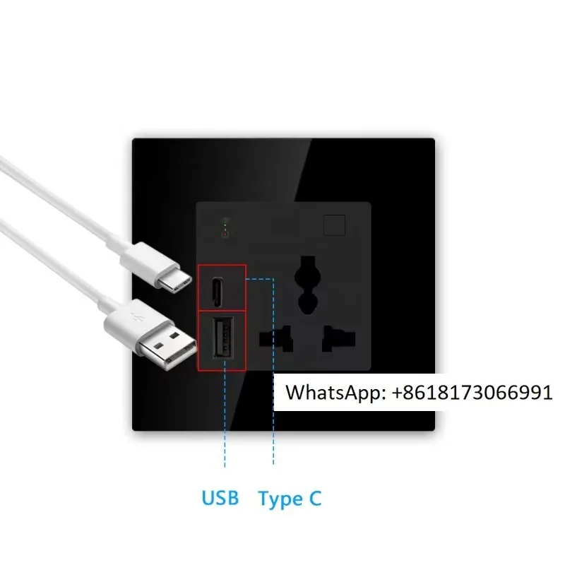 Quick charging smart socket wall mounted C-type Tuya smart home wall socket household kit 16A universal socket