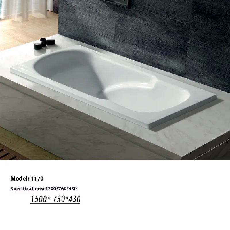 Small Modern 1.5m Freestanding White Acrylic Bathtub with Independent Skirt Design Easy Installation for Bathroom Use