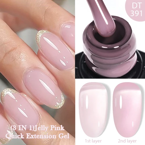 Imagen 2 del producto Esmalte de uñas de Gel de extensión rápida de gelatina translúcida de 7ML 3 en 1 Gel de construcción de Color desnudo barniz semipermanente UV arte de uñas