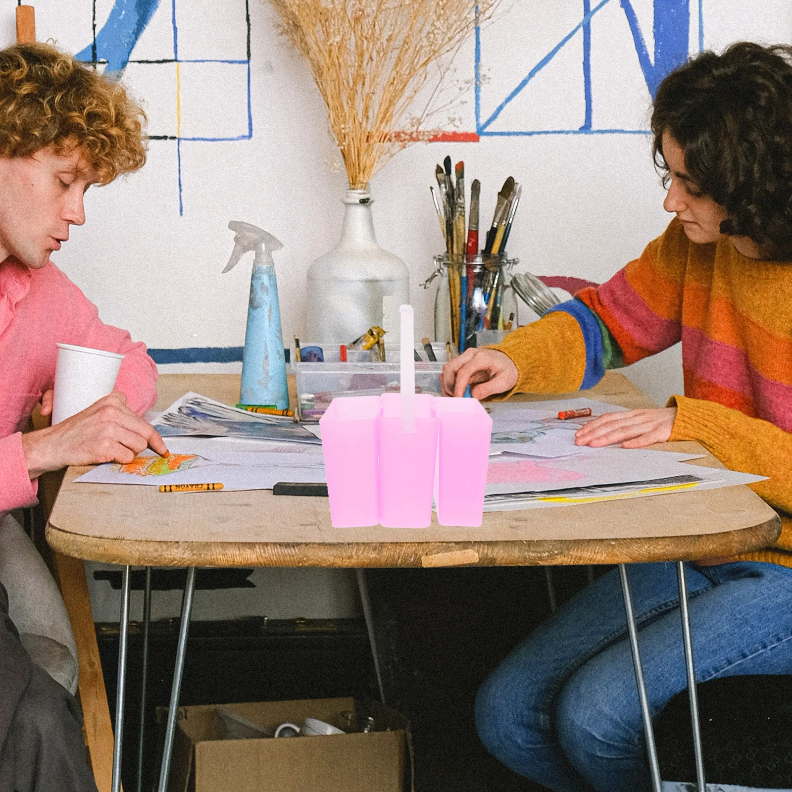 

3-in-1 Paint Brush Cleaner Cup Detachable Portable Square Brush Washing Bucket Artist Paint Water Container Holder