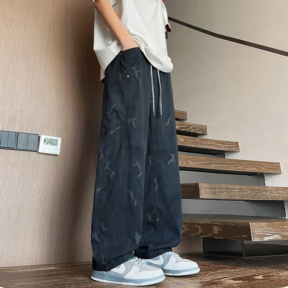 Vintage Camouflage Cargo Pants Men Plus Size 8XL Straight Pants Fashion Casual Loose Trousers Male Big Size 8XL