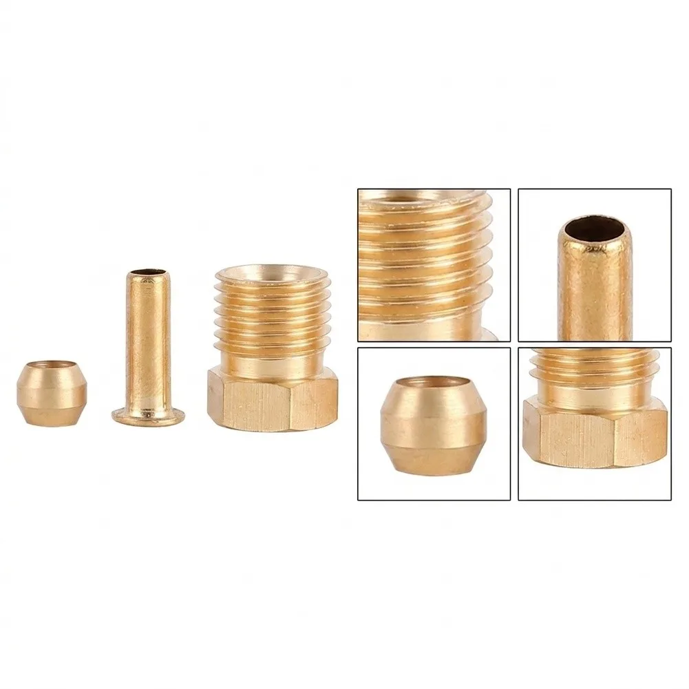 CNC Double Cone Clamp Kit for 4mm Oil Tubes M8/M10 Brass Fitting Leak-Proof Pipe Connector for Lubrication Systems