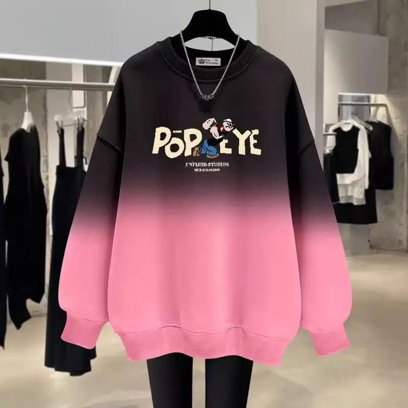 

Мужская толстовка оверсайз с длинным рукавом, градиентный цвет, американский стиль, модная, повседневная, удобная, из хлопка и полиэстера