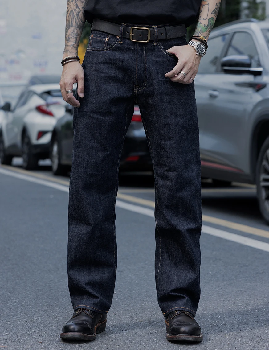 RL5PK-0003 Red Tornado 12.5oz Raw Denim Jeans Super Quality Indigo Selvage Washed Pants Loose Fitting Sanforized