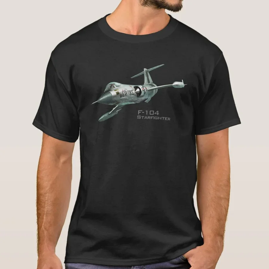 New 100% Cotton Short Sleeve O-Neck Casual Mens T-shirt US Air Force F-104 Starfighter Supersonic Interceptor Aircraft T-Shirt