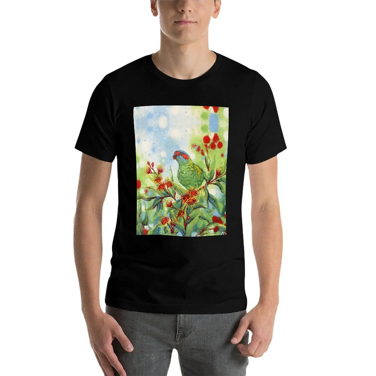 Musketier (Musk Lorikeet) T-shirt man t-shirt katoen grafische t-shirts voor man man t-shirt katoen hoge kwaliteit T-shirt