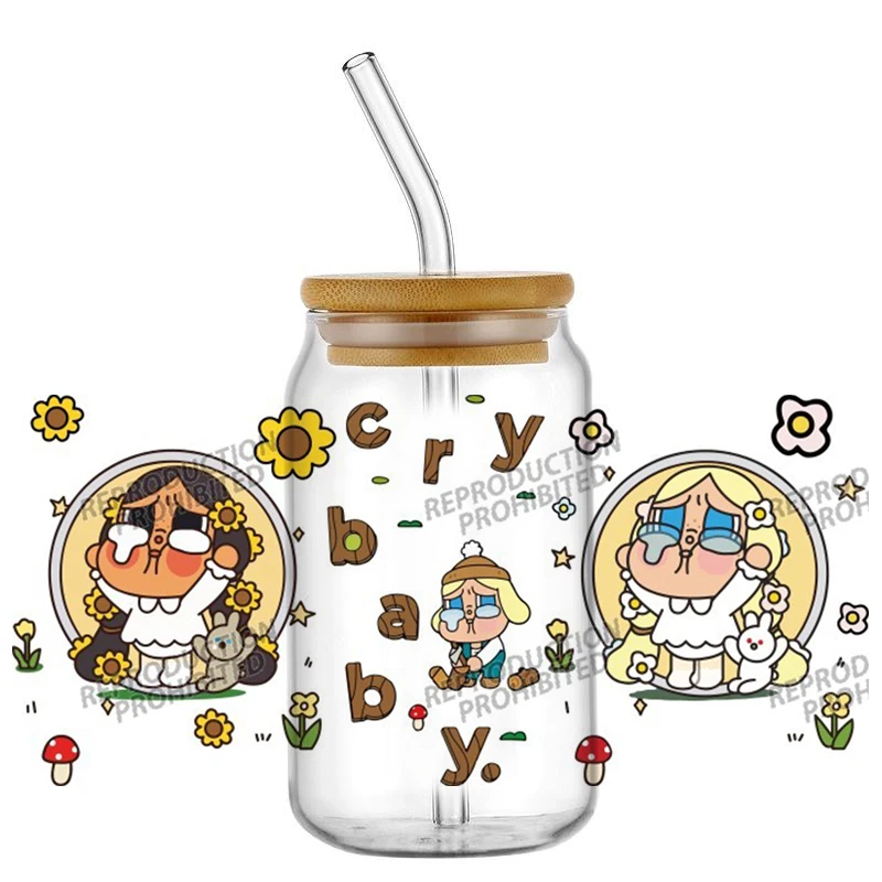 

New 3D UV DTF Transfer Sticker For 16oz Libbey Glass DIY Trendy Cute Babe Figurine Theme Cup Wrap Easy to Peel Cup Wraops