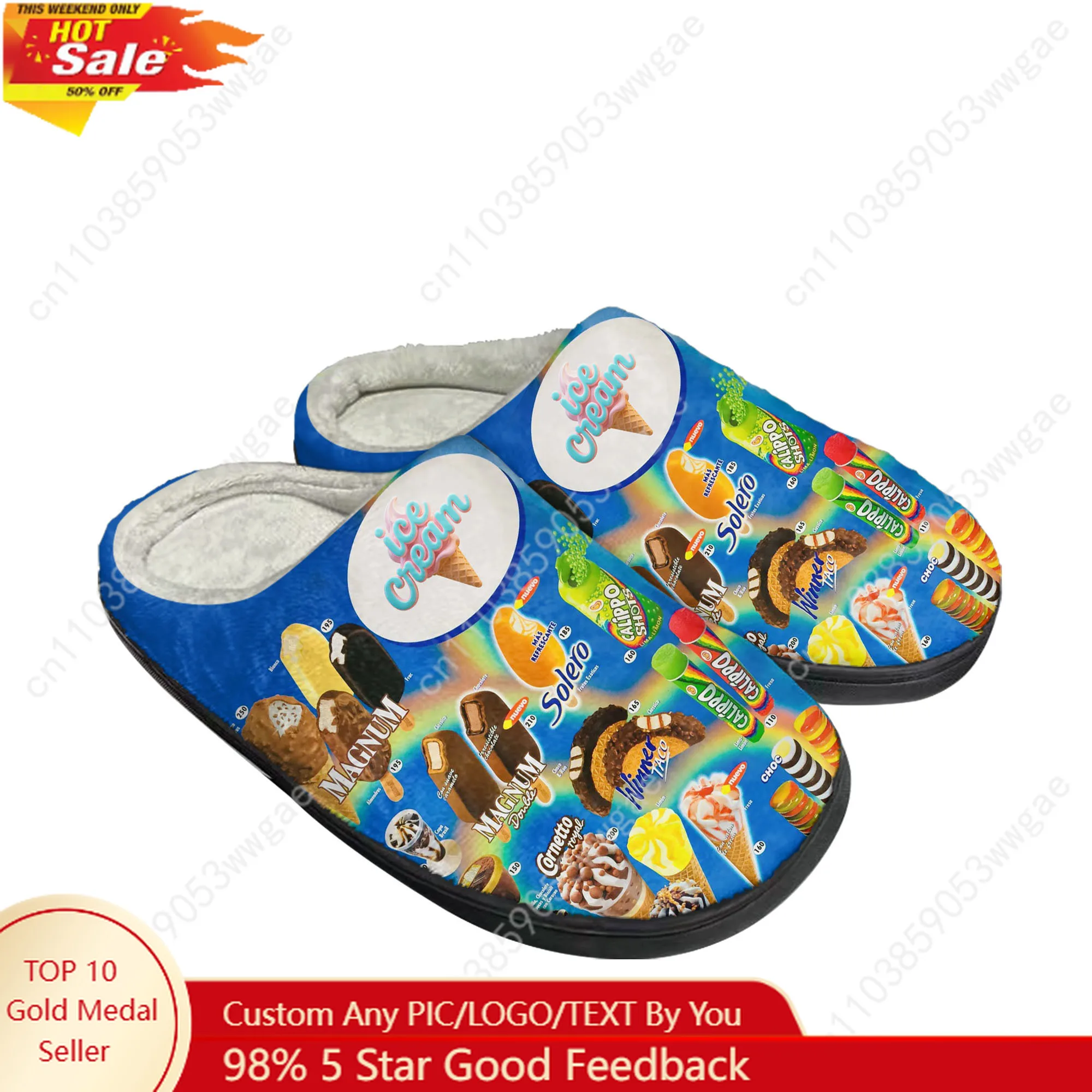 

Ice Cream Cotton Shoes Family Slippers Mens Womens Teenagers High Quality Plush Bedroom Casual Warm Shoes Customized Slippers