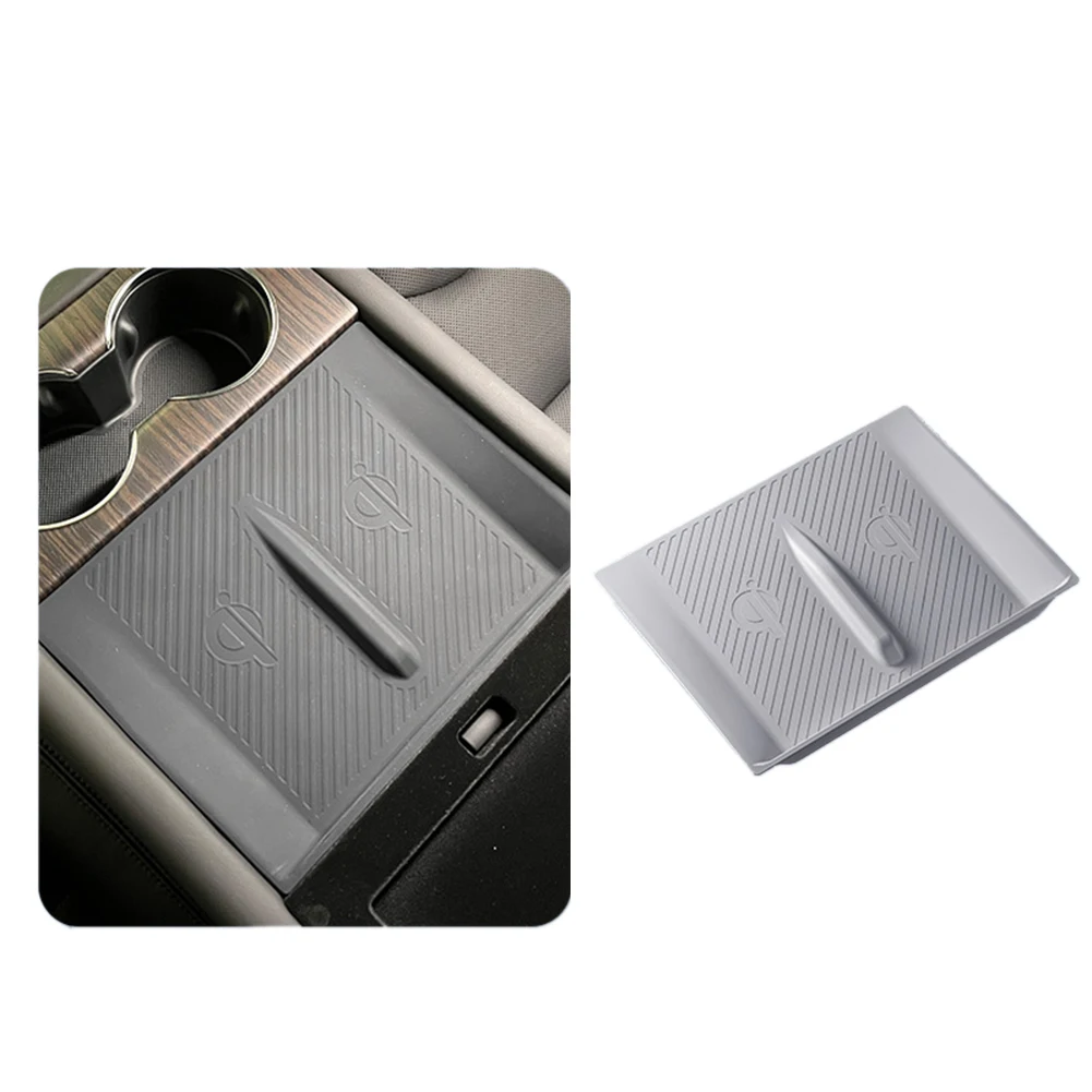 Tappetino antiscivolo per Tesla Nuovo modello SX 2023 Bracciolo posteriore Tappetino per caricabatterie wireless in silicone Copertura protettiva Parti di ricambio grigie-A6