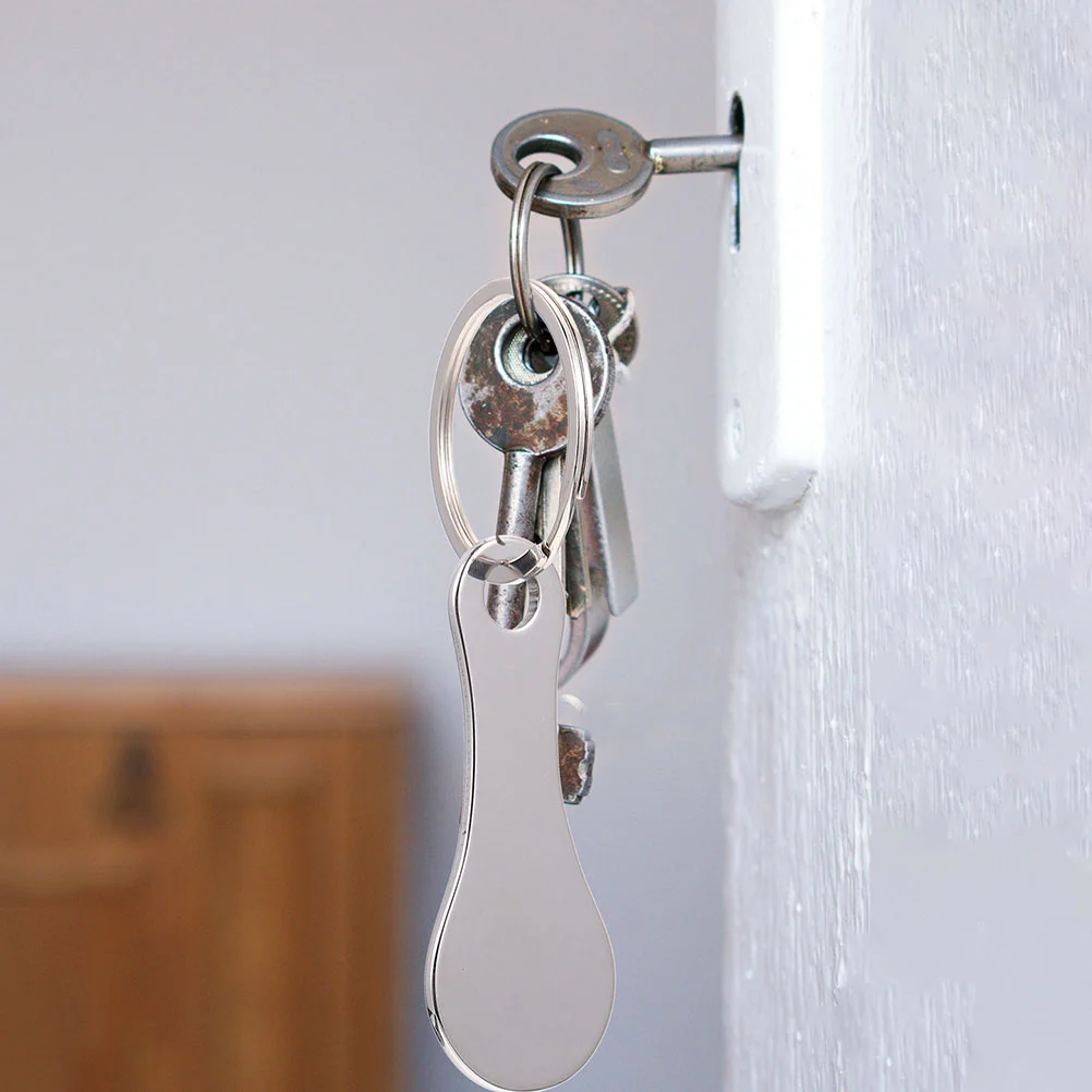 Go Cart Token Coin Holder Keychain Insert Shopping Supply Portable Trolley Remover Silver