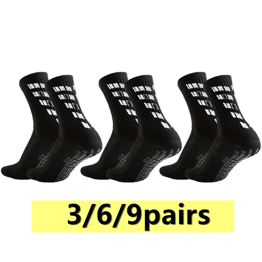 3/6/9pairs unisex non slip grip baseball rugby non slip grip socks towel bottom breathable shockproof athletic exercise
