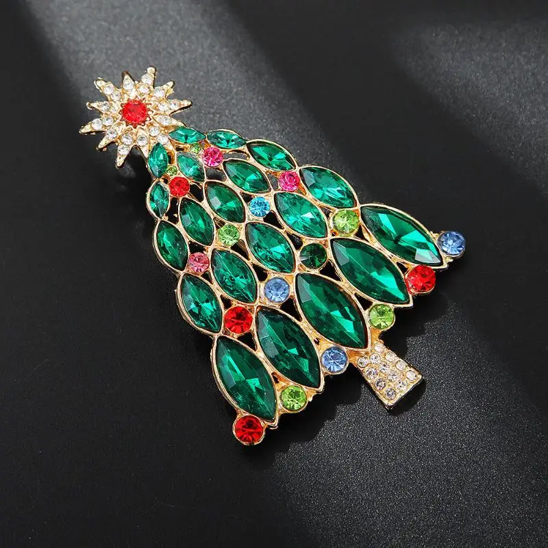 Elegant Rhinestone Christmas Tree Brooch Glam Women Jewelry Accessory for Wedding Guest Xmas Party Outfit