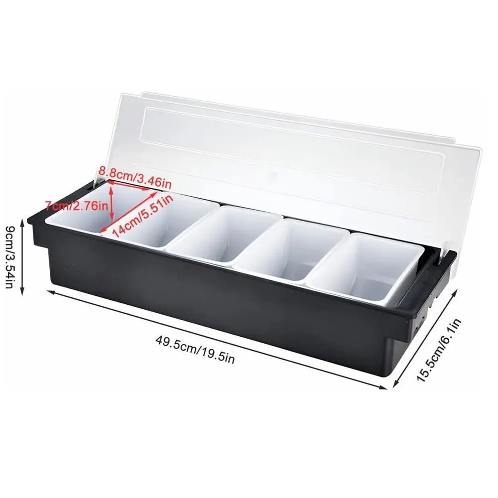 Transparent Lid Divided Fruit Box ABS Seasoning Container New 3/4/5/6 Compartment Trays for Fruit Seasoning Snacks