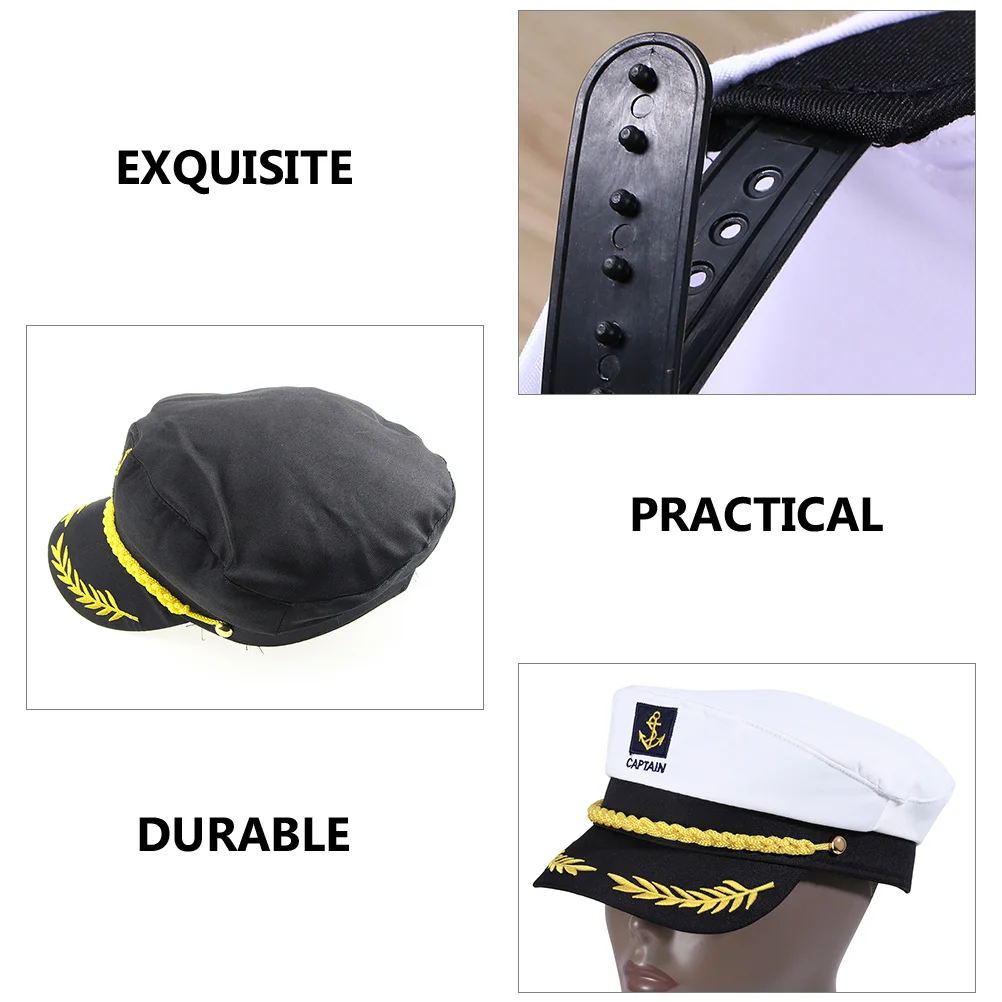 หมวกกัปตัน 2 ชิ้น คุณภาพสูง ปรับขนาดได้ ซักได้ สำหรับการเดินเรือ ล่องเรือ ชุดกัปตัน หมวกกะลาสี