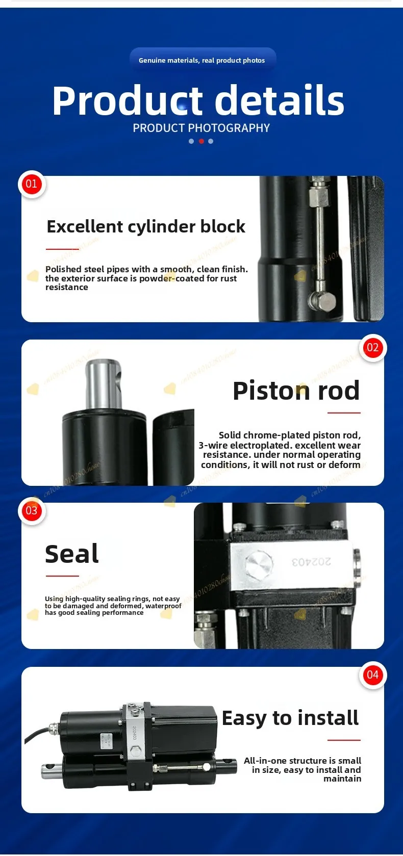 Lift push rod Hydraulic push rod Miniature hydraulic push rod Power unit Low noi