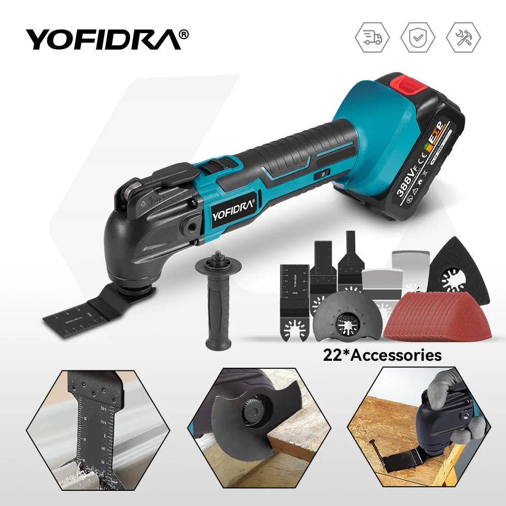 Herramienta oscilante multifunción, sierra eléctrica, recortadora, pala, máquina de corte para trabajar la madera, compatible con batería Makita de 18V.