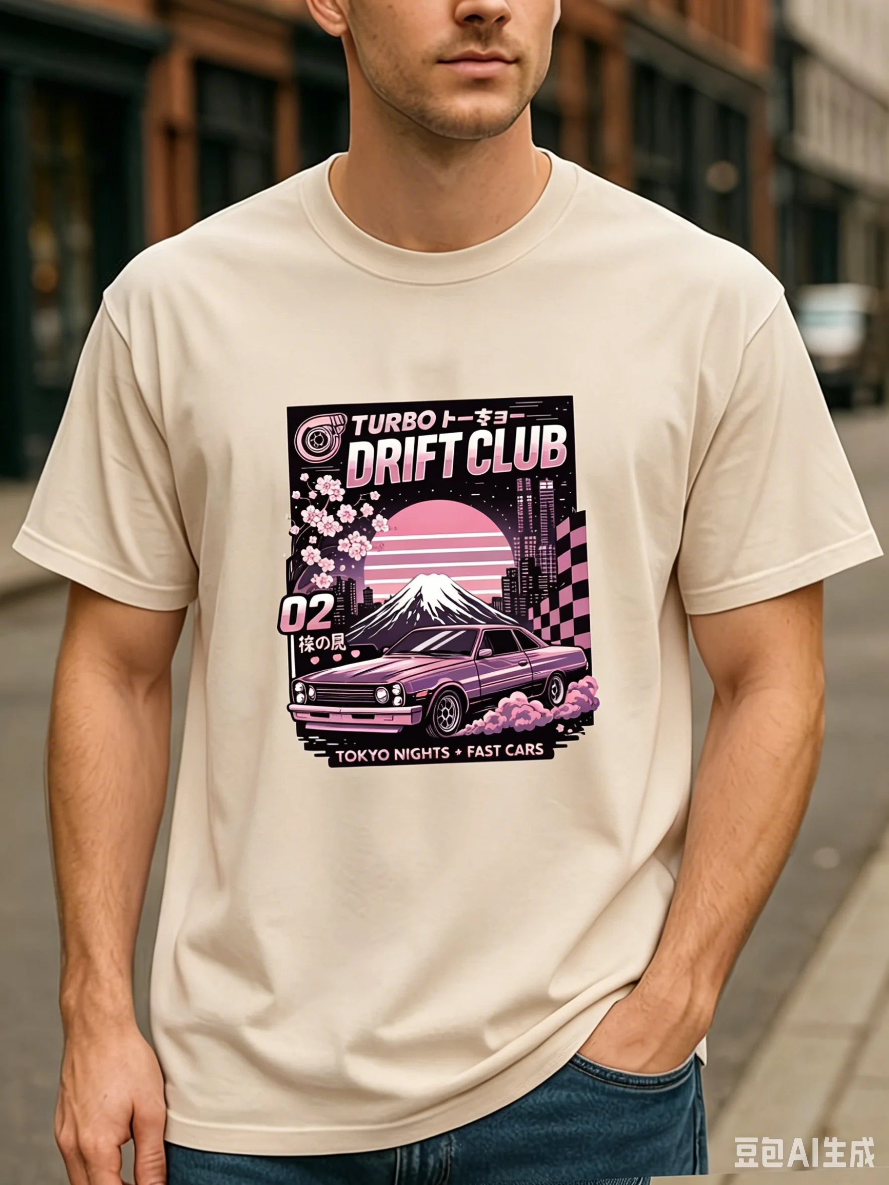 Street Fashion Tokyo - 도쿄 드리프트 클럽 카 프린트가 있는