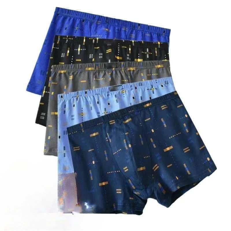 Pure Cotton Men's Underwear Large Size Boxers Loose Large Size Breathable Printing Middle-aged Young People Boxers Short Pants
