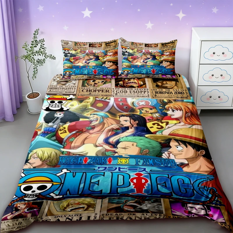 

3pcs One Piece Duvet Cover Set Luffy Sauron Anime Bedding Set Quilt Cover with 2 Pillocase Bedroom Decor Teens Best Gifts