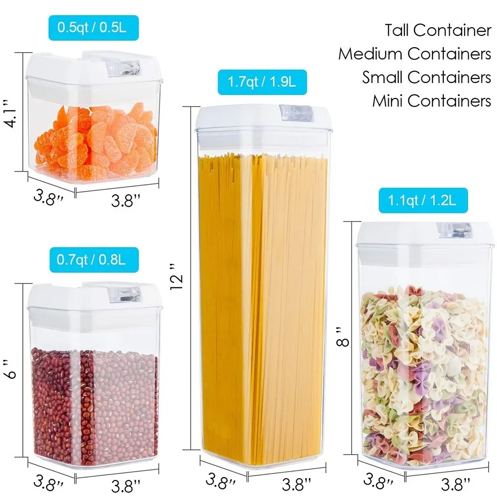 Plastic Food Storage Container Spice Jar Set Kitchen Box Bulk Sealed Jar Refrigerator Vacuum Transparent Storage Bottle Tea Tank