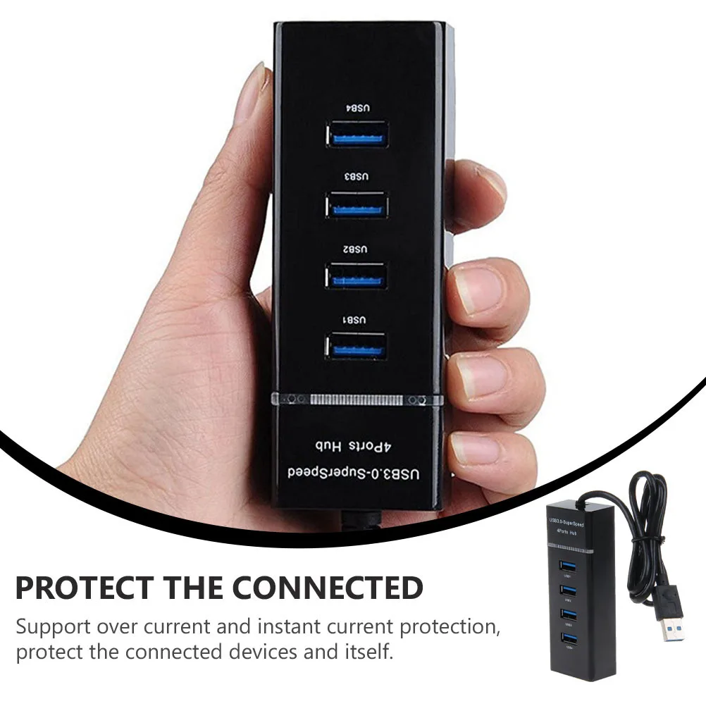 

1Pcs 4-Port USB Hub Usb3.0 Super Speed 5Gbps Portable Hub Converter with LED Indicator Over Current Protection Compatible with