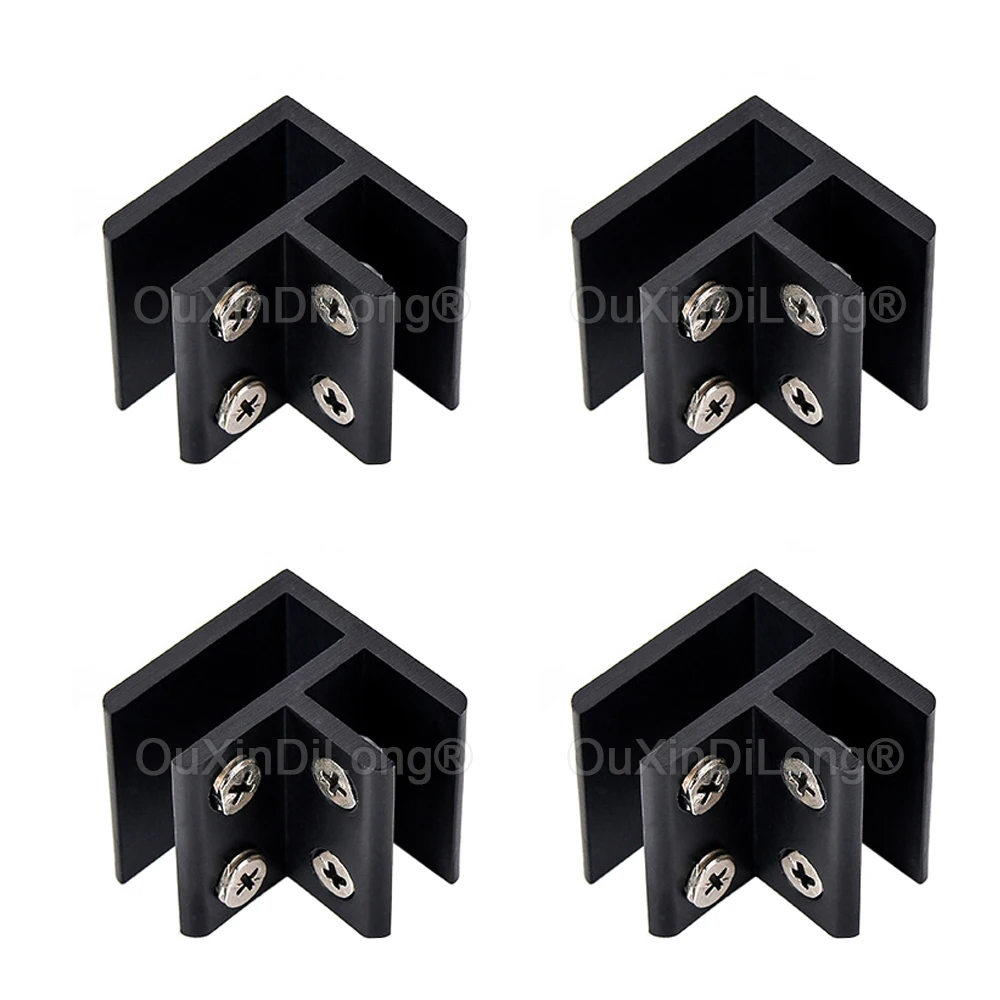

24PCS Black Adjustable 90 Degrees Glass Clips Aluminum Glass Shelf Support Bracket Glass to Glass Holder for 6-20mm GF1355