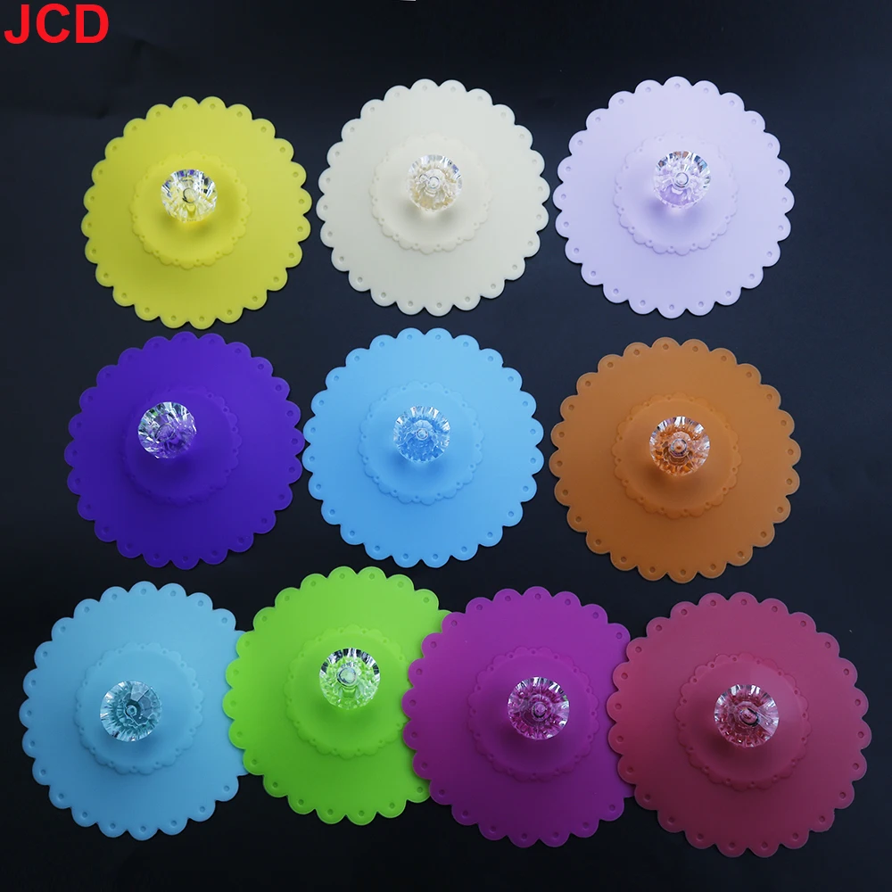 JCD Reusable Silicone Cup Cover with Artificial Diamonds Anti-dust Thermal Insulation Cup Lid Seals Mugs Cover Drinkware Parts