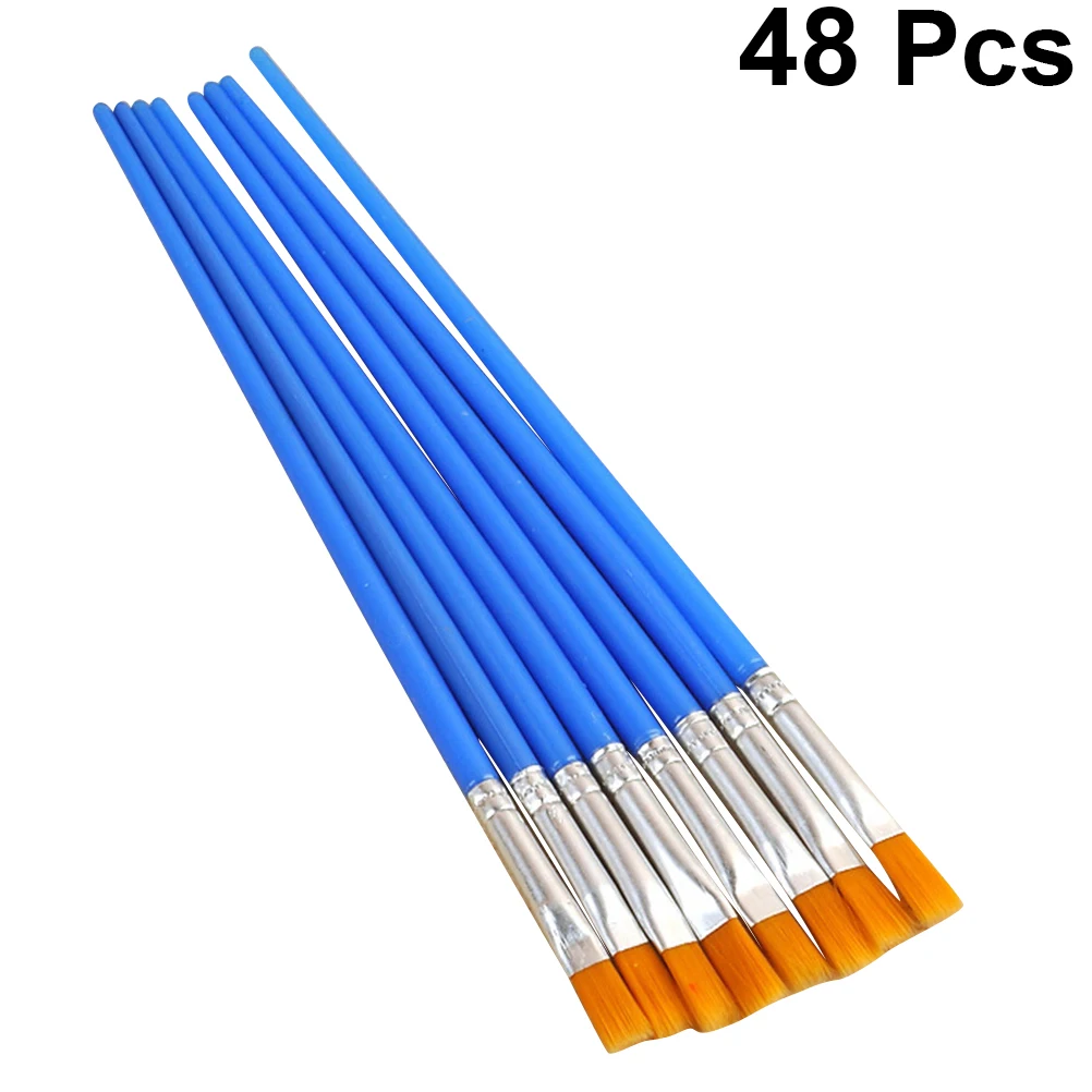 

48 Pcs Oil Paintbrush Beginner Painting Drawing Short Hair Nylon Large Area School