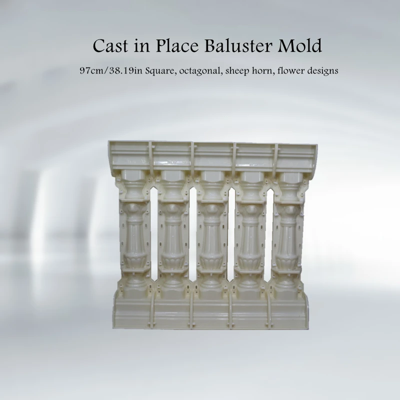 Summer Breeze Cast in Place Plastic Concrete Baluster Mold with Railing, Balcony Fence Balustrade Moldings, 97cm/ 38.19in Tall