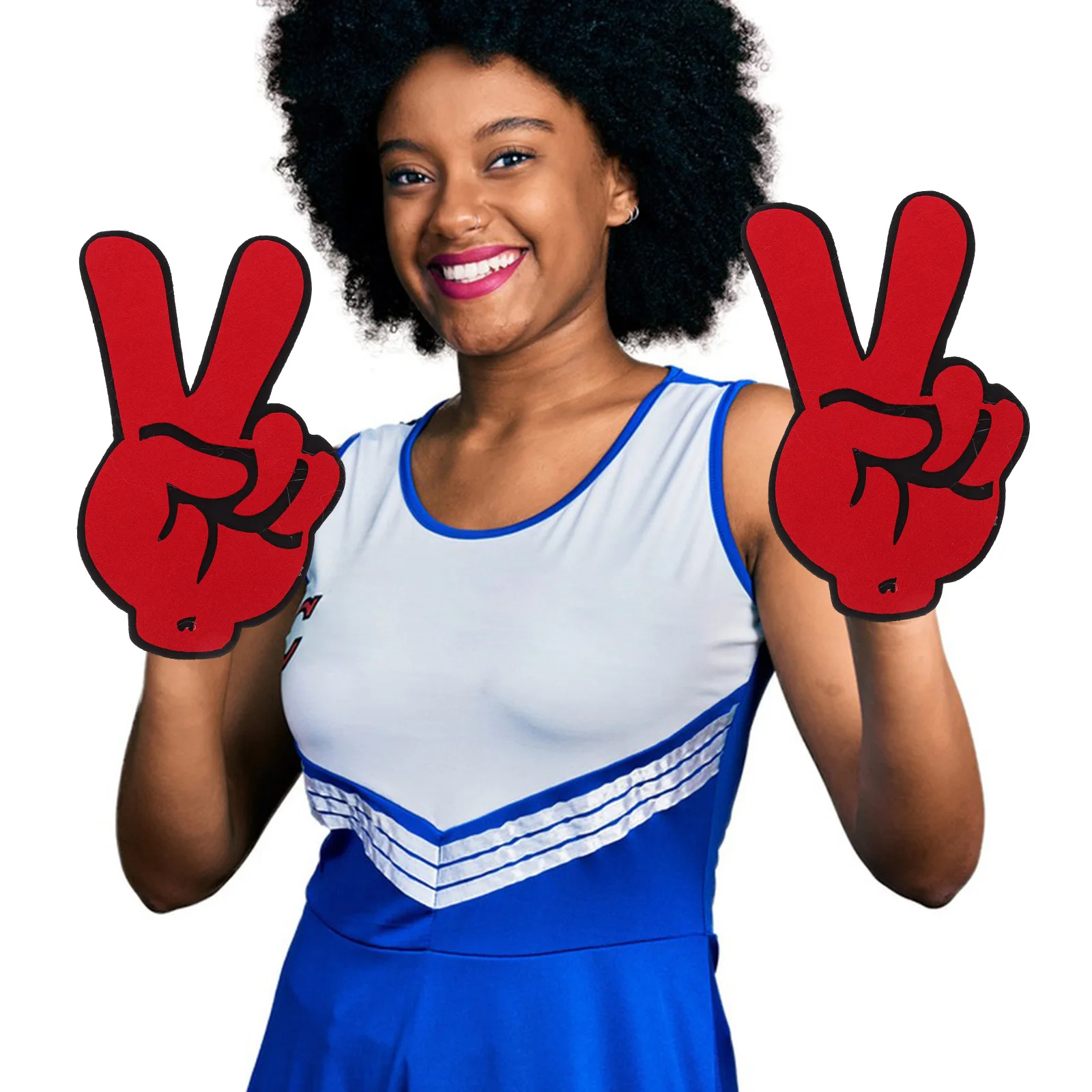 

2Pcs Cheerleading Felt Cloth Finger Victory Hand Gesture Sports Fan Prop for Party Sporting Events Football Basketball Baseball