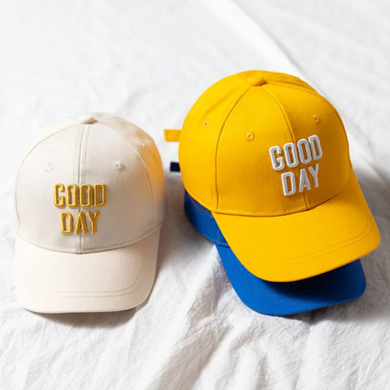 Cool New Kids Children Baseball Cap Good Day Letter Embroidery Four Seasons Boys Girls Popular Hip Hop Sun Cap Hat DropShipping