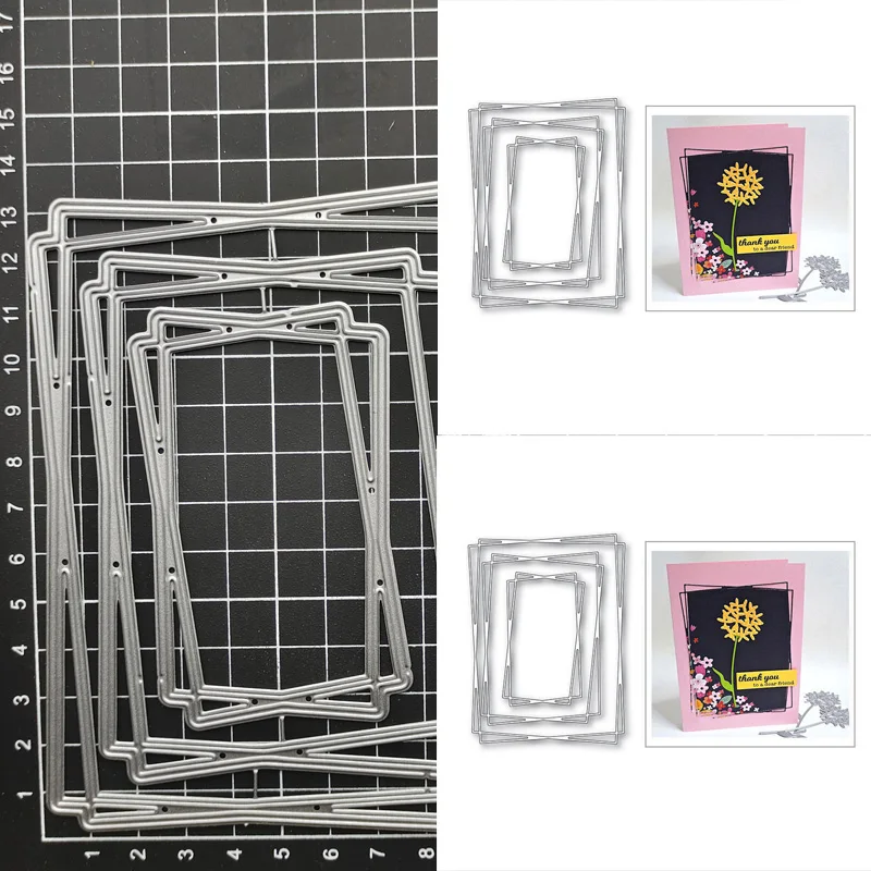 

Layered Rectangle Frame Metal Cutting Dies Stencil Scrapbooking Diy Album Stamp Paper Card Embossing Decor Craft Knife Mould