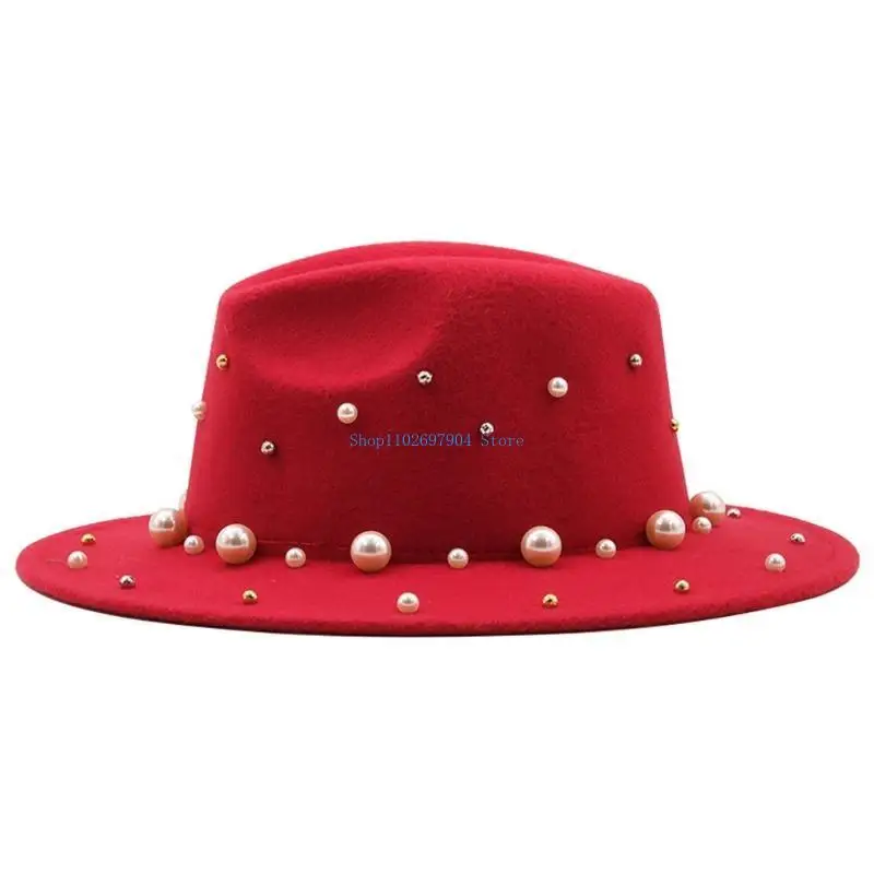 N7YF عادية واسعة حافة الكنيسة الجاز قبعة اللؤلؤ الجاز أفضل قبعة الصوف كبيرة حافة اللؤلؤ الجاز أفضل قبعة الكنيسة قبعة للرجال
