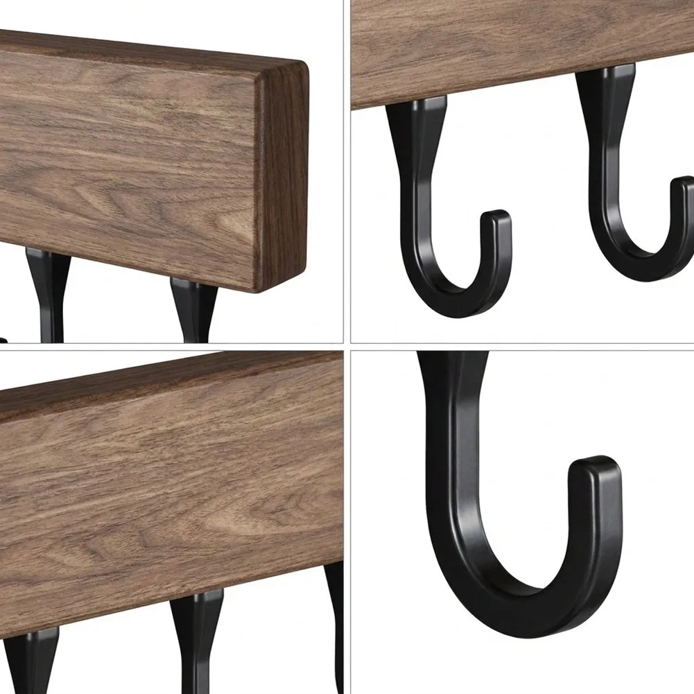 Kitchen Wall Rack With 10 Sliding Hooks, Utensil Holder For Organizing Cookware In Kitchen Or Bathroom, Home Hanger