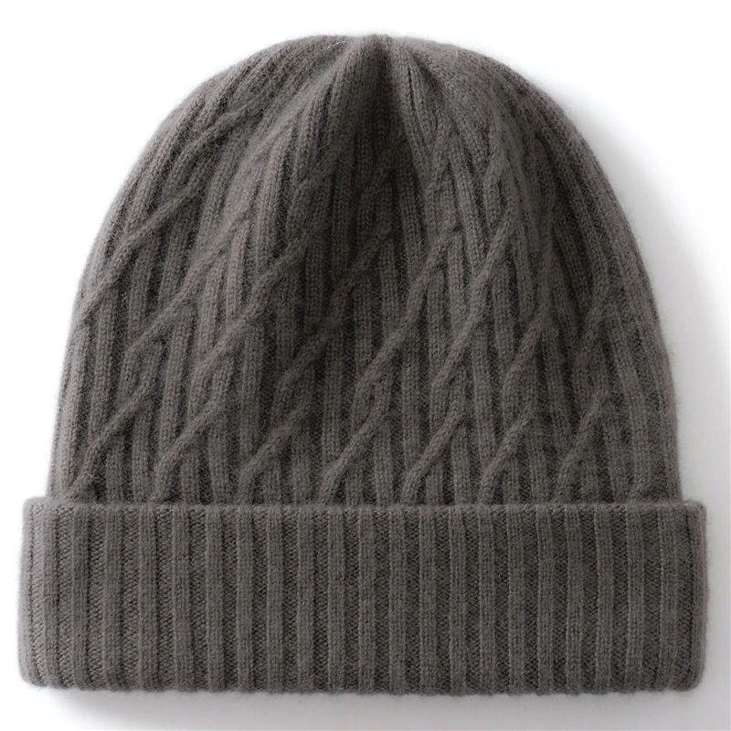 الخريف الشتاء 100% الكشمير قبعة طبقة مزدوجة سميكة عكسها الباردة واقية للجنسين محبوك قبعة صوف تنوعا حماية الأذن #6