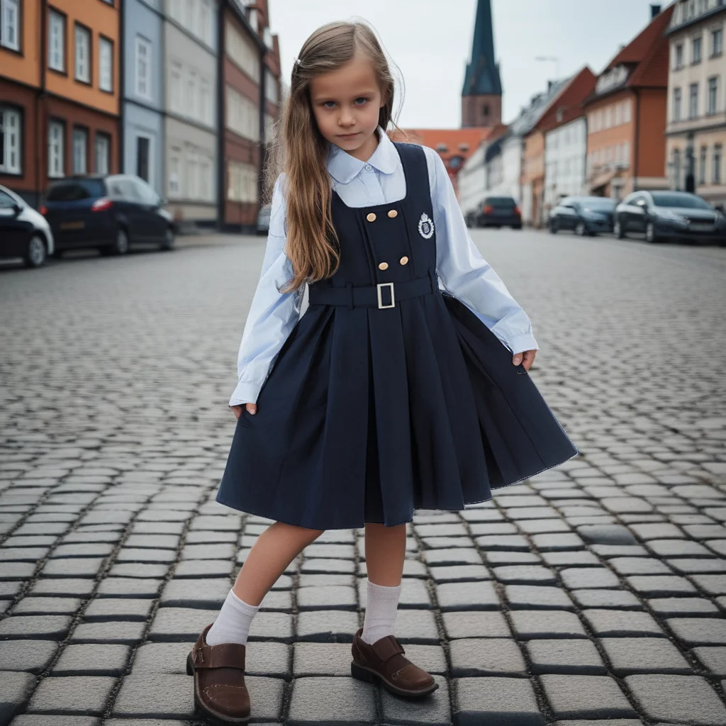 

Комплект одежды для девочек-подростков, комплект из 2 предметов в консервативном стиле, весенне-осенняя рубашка с длинными рукавами, платье-джемпер, школьная форма, платье, наряд для детей