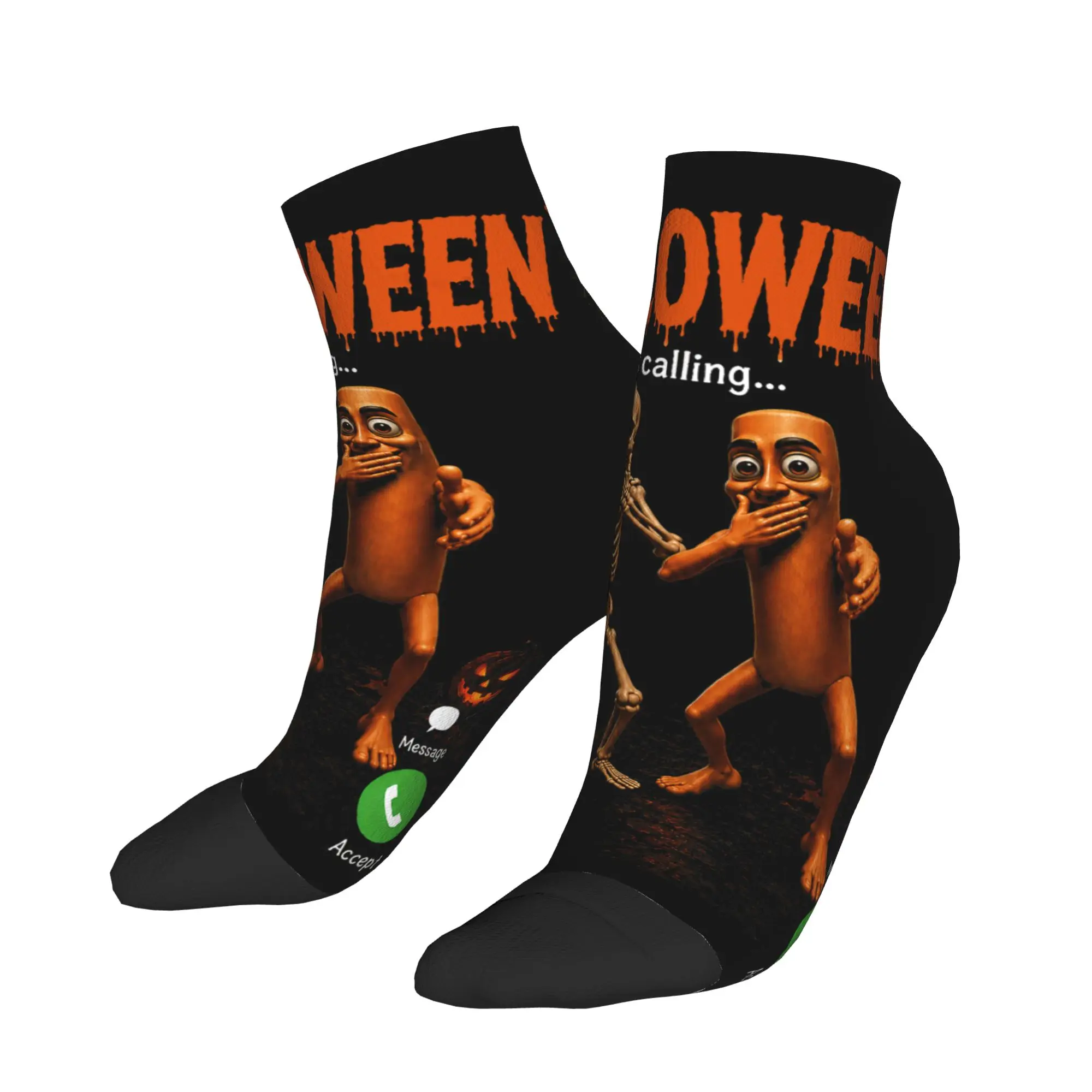 Unisex Men Casual Socks Tung Tung Sahur Skeleton Halloween is Calling Viral Dance Anti-Slip Sock Summer Custom Cycling Socks