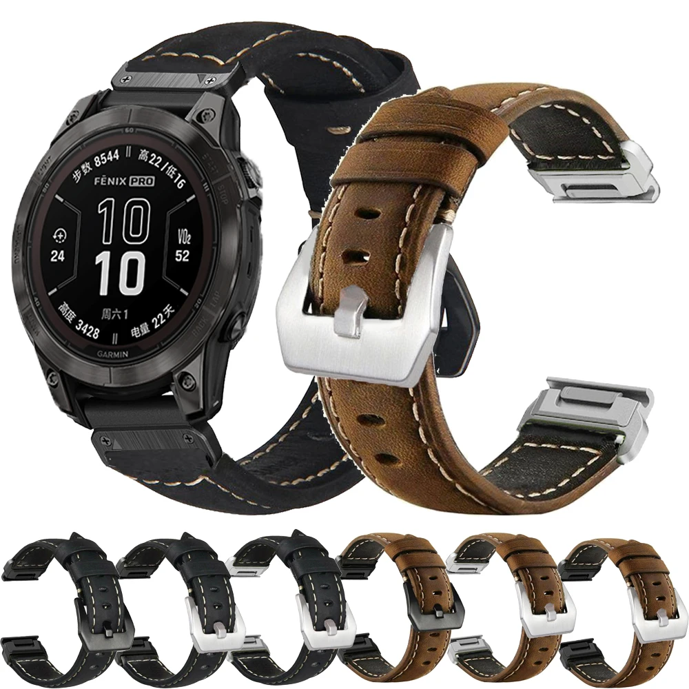 QuickFit 26mm 22mm Watch Strap For Garmin Fenix 7X 7 Pro Sapphire Solar Leather Watchband 6X 6 Pro 5X 5 Plus Enduro 2 Bracelet