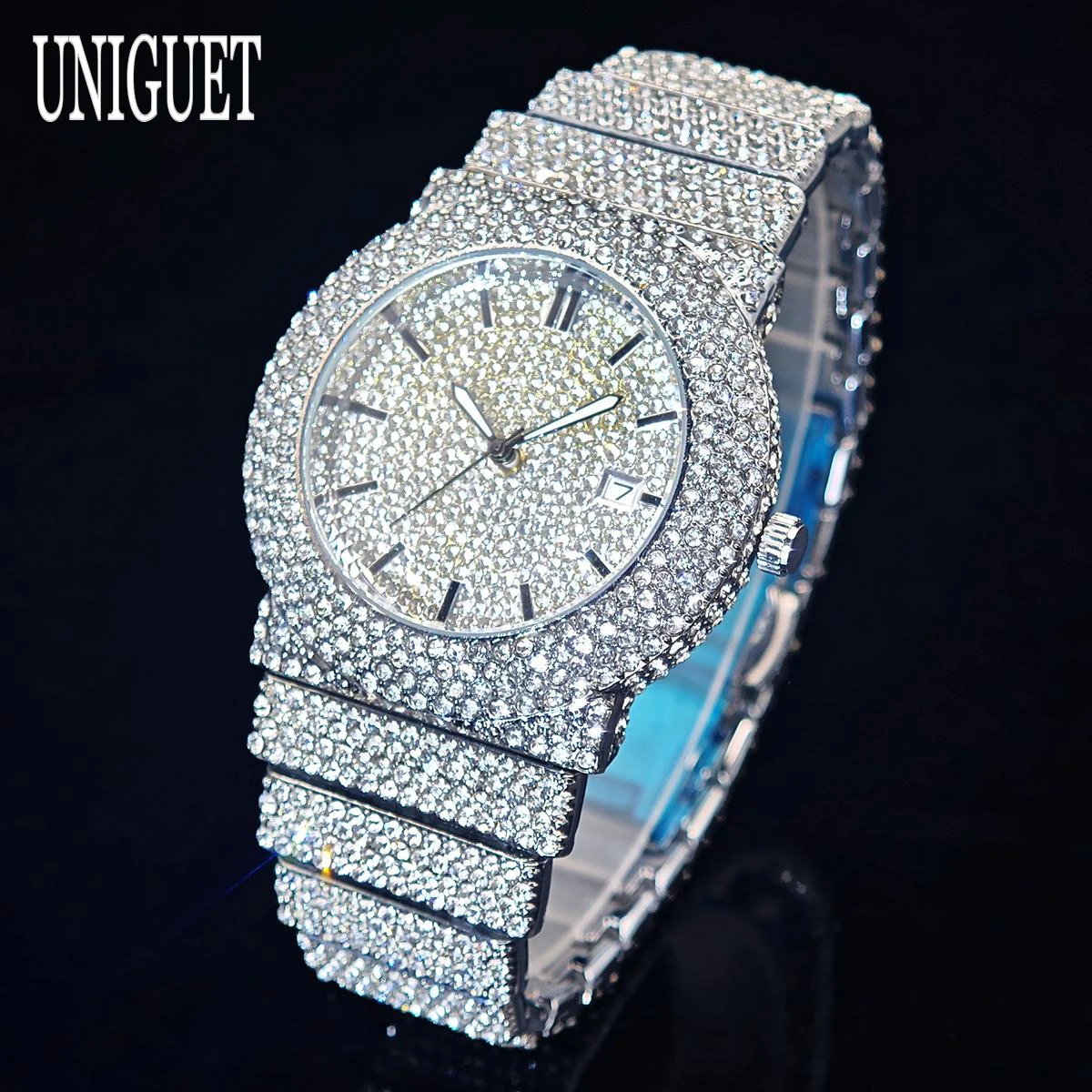 Hot Sale Hip Hop Iced Watch For Man Fashion Waterproof Quartz Wristwatch Men Luxury Diamond Jewelry Reloj Hombre Dropshipping