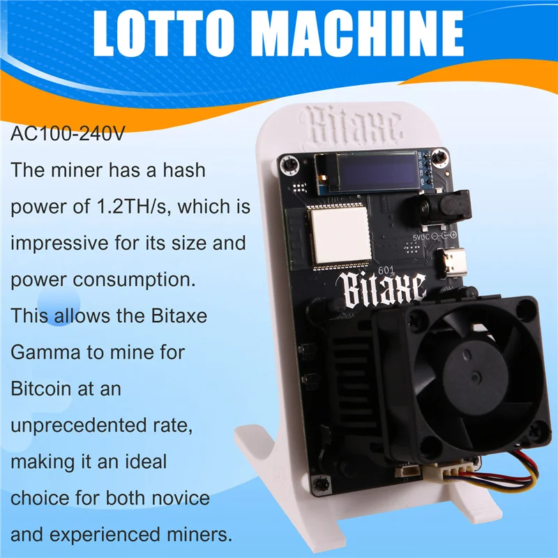 Bitaxe Gamma 601 BTC Solo Miner 1.2TH/S، 18-22W، BM1370 Asic Chip From Antminer S21 Pro، EU Plug، White Bitcoin Crypto Miner-A77