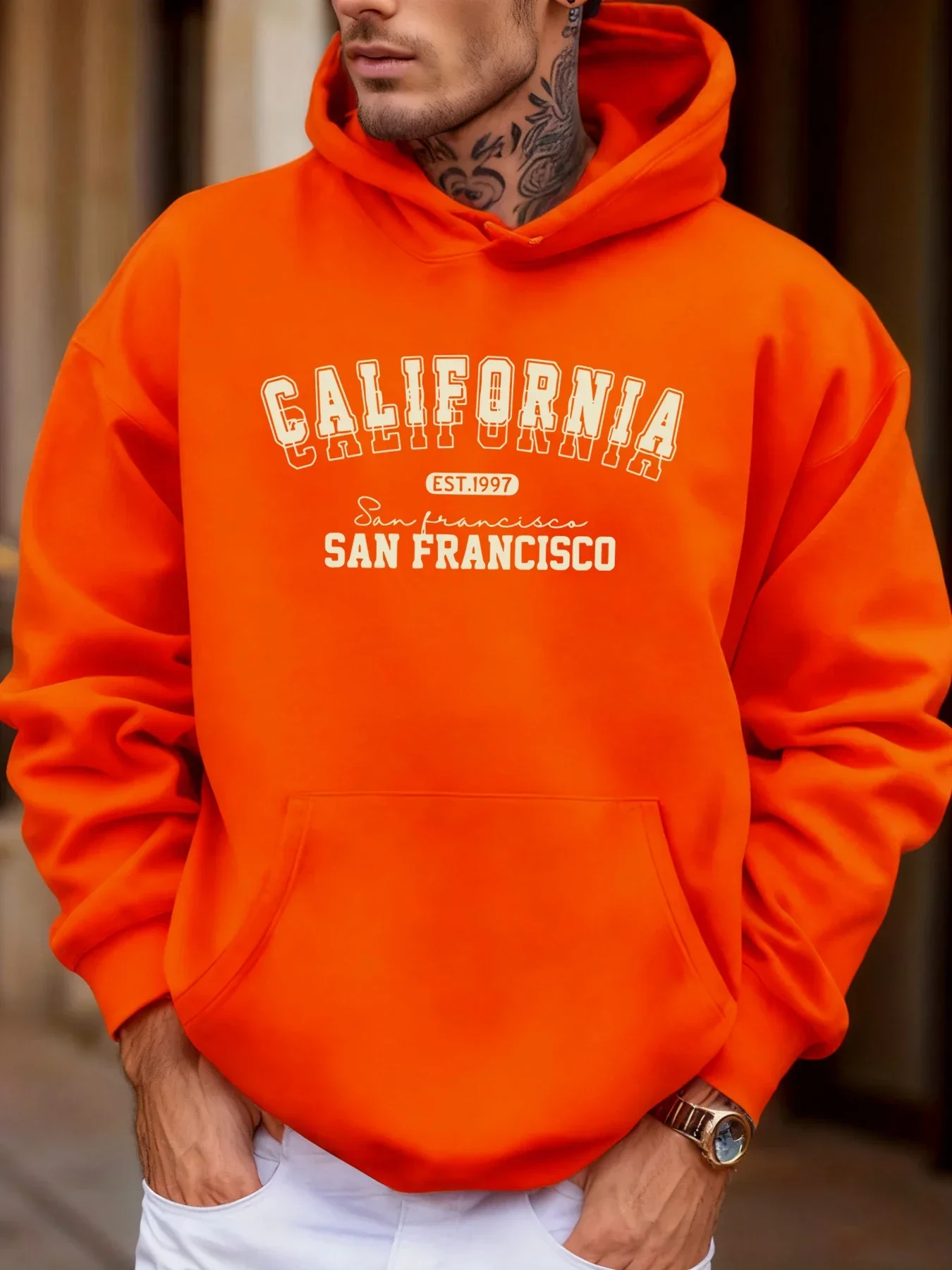 California San Francisco Est 1997, bedruckte, weiche, lockere Kapuzenpullover, Fleece, Herbst-Sportbekleidung, Herren-Sport-Jogging-Sweatshirts, bequeme Oberteile – Detail 8