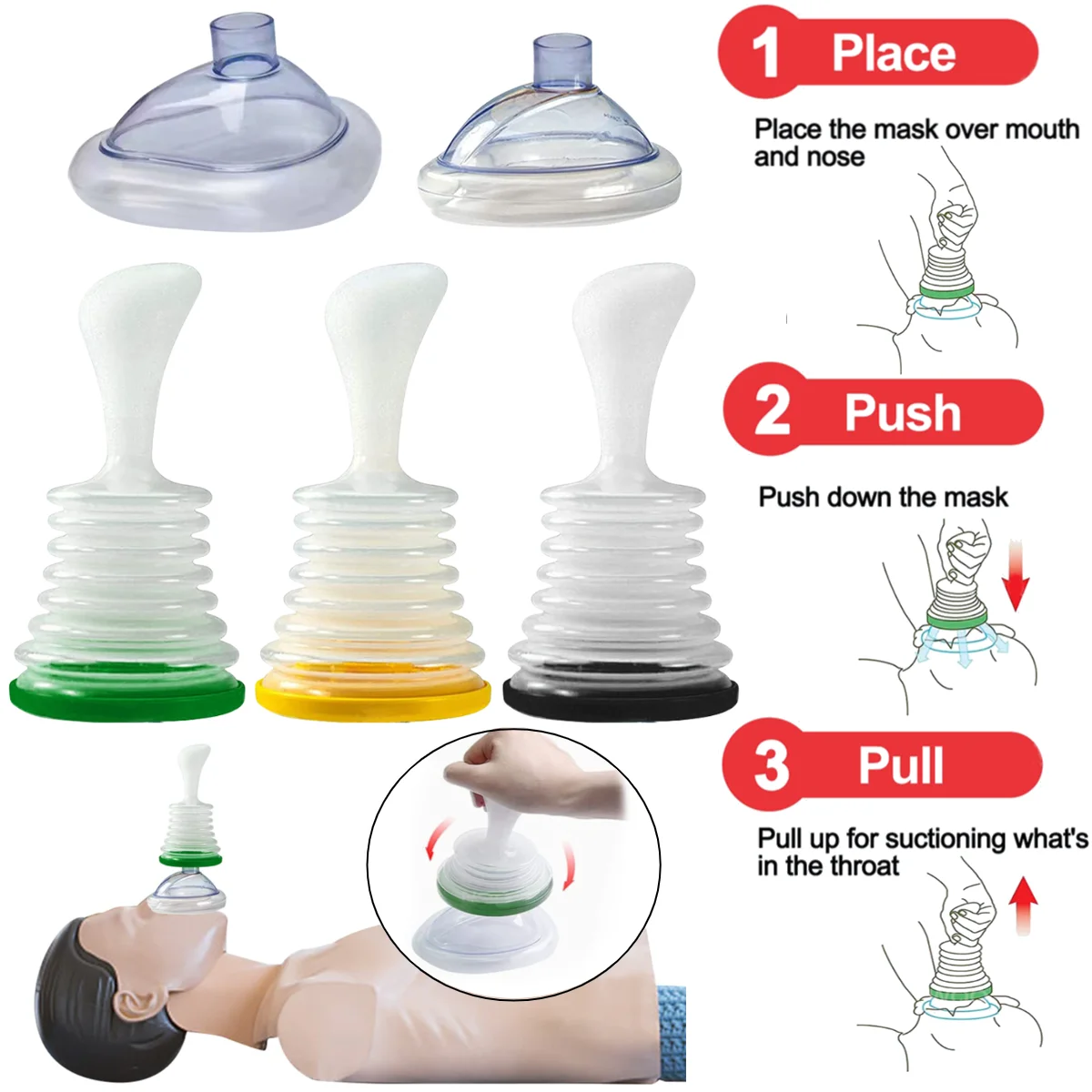 1 Set First Aid Choking Device Portable CPR First Aid Breathing Mask Cardiopulmonary Trainer for Home Travel for Camping Hiking