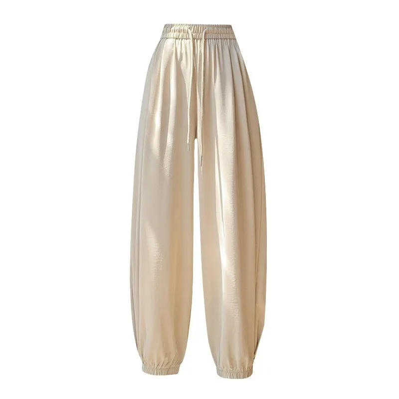 Bla taille haute pantalon à jambes larges femmes été mince nouveau Sle décontracté neuf Points Protection solaire Harlan carotte pantalon coupe ample